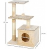 Afbeelding van PawHut Krabpaal met sisal en pluche kattenspeelgoed, 80 cm hoog, beige
