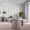 Afbeelding van Erismann Vliesbehang Elle Tropische Bladeren Wit Groen Beige Glans 10332-07