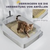 Afbeelding van Pawhut Kattenbak van RVS en Kunststof - 69,8L x 50,3B x 29,8H cm - Grijs