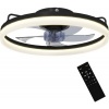 Afbeelding van HOMCOM Plafondventilator met verlichting - Zwart staal en kunststof - 50 x 50 x 12,5 cm