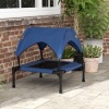 Afbeelding van PawHut Verhoogd Hondenbed met Luifel, Buitenbed voor Kleine en Middelgrote Honden Donkerblauw 76 x 6