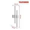 Afbeelding van Telefunken - LED buitenwandlamp met 2 lampen, 8W, 780 lumen, IP44, zilver, 470x155x42mm