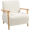 Afbeelding van HOMCOM Loungefauteuil, 1-zits, Scandinavisch design, bouclé stof, massief houten frame, crème