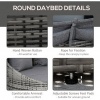 Afbeelding van Outsunny 4-delige Rattan Zonne-eiland Zitgroep met Zonnescherm en 4 Kussens, Grijs 230 x 145 x 80 cm