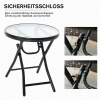 Afbeelding van Outsunny inklapbare bistrotafel met rond glazen blad Ø45 cm - zwart metaal