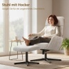 Afbeelding van Homcom Accent Stoel met Poef - Polyester, Metaal - 75L x 66B x 99H cm - Beige