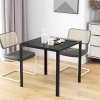 Afbeelding van HOMCOM Eettafel van staal met gehard glas 75x75x75 cm Zwart