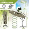 Afbeelding van Tillvex Parasol Ø 300 cm met zwengel, hoes en windbescherming - Waterdicht en UV-bestendig