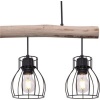 Afbeelding van Globo - hanglamp Mina - natuurlijk zwart - hout en metaal - grote eettafel lamp - E27