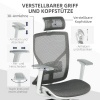 Afbeelding van Vinsetto Ergonomische bureaustoel met verstelbare hoogte, wielen en lendenkussen, grijs