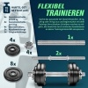 Afbeelding van RE:SPORT 2-in-1 gietijzeren halterset, 15 kg, verstelbaar met korte/lange halter en verbindingsbuis