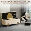 Afbeelding van HOMCOM Bank met Opbergruimte - Fluweel, Hout - 100L x 40B x 42H cm - Beige