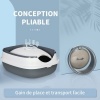 Afbeelding van PawHut Opvouwbaar Kattentoilet met Klapdeur en Dakraam, 52 x 41 x 38 cm, Grijs/Wit
