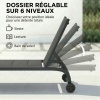 Afbeelding van Outsunny aluminium ligstoel met 6-voudig verstelbare rugleuning en wielen, donkergrijs