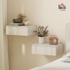 Afbeelding van HOMCOM Set van 2 Wandgemonteerde Nachtkastjes met Lade, Hoogglans Wit, 40 x 30 x 14 cm