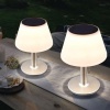 Afbeelding van Solar tafellamp voor buiten, IP44 waterdicht, RVS wit, 10x LED warm wit, 19,5x28 cm