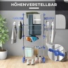Afbeelding van HOMCOM inklapbaar droogrek met wielen - Blauw kledingrek