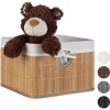 Afbeelding van Bamboe opbergmand - stof - badkamer - 20x31x31 cm - voor speelgoed - opvouwbaar - bruin