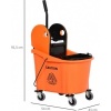 Afbeelding van HOMCOM Schoonmaakwagen met uitwringapparaat - Robuust - Oranje