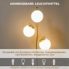 Afbeelding van HOMCOM - Staande lamp met 3 lampenkappen en voetschakelaar - Goud