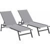 Afbeelding van Outsunny Set van Ligbedden - Metaal, Netweefsel - 190L x 74B x 35H cm - Grijs