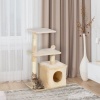 Afbeelding van PawHut Krabpaal met sisal en pluche kattenspeelgoed, 80 cm hoog, beige