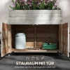 Afbeelding van Outsunny Houten Hoogbed met Opbergvak, Kruidenbed met Wielen, 110 x 50 x 95 cm, Wit