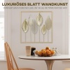 Afbeelding van HOMCOM Luxe Wanddecoratie Metalen Muursculptuur met Uniek Bladdesign voor Woonkamer en Slaapkamer