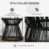Afbeelding van Outsunny Ratten Bijzettafel van IJzer, PE-Rattan, Zwart Glas