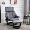 Afbeelding van HOMCOM massagefauteuil met kruk - fluweelachtig polyester, grijs, 76 x 80 x 102 cm