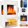 Afbeelding van TRESKO Elektrische open haard wit met verwarming, afstandsbediening en wifi-app, 1800 W