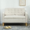 Afbeelding van HOMCOM Fluwelen Loveseat, Eucalyptushout 117L x 62B x 78H cm, Kamerwit