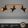 Afbeelding van BRILONER Barnim - Opbouwspot - Plafondlamp met houten en metalen spots - Zwart en goud