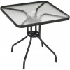 Afbeelding van Outsunny Tuin tafel van metaal, zwart gehard glas