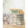 Afbeelding van SONGMICS Bamboe wasmand met deksel, 3 compartimenten, 170 liter, opvouwbaar en wasbaar