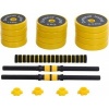 Afbeelding van HOMCOM 25 kg verstelbare 3-in-1 halterset met lange stang - Geel A91-088V01