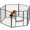 Afbeelding van PawHut 80 cm Hoge Welpenren, 6-delig, met Deur, voor Kleine tot Middelgrote Honden, Zwart
