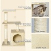 Afbeelding van PawHut Krabpaal met sisal en pluche kattenspeelgoed, 80 cm hoog, beige