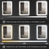 Afbeelding van HOMCOM Badspiegel met Verlichting 50 x 70 cm met 3 Lichtkleuren Zilver
