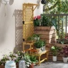 Afbeelding van Outsunny Bloemenstandaard Geel Vurenhout 60x50x166 cm