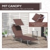 Afbeelding van Outsunny opvouwbare ligstoel met zonnedak (bruin) voor tuin en strand