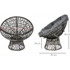 Afbeelding van Outsunny Papasan fauteuil met grijze rotan bekleding en 360 graden draaifunctie