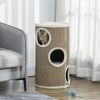 Afbeelding van PawHut Kratztonne 70 cm, 3-laags speeltonne voor katten met 3 holen, bruin pluche