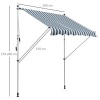 Afbeelding van Outsunny Klemzonwering met handkruk, hoogteverstelbaar 200 cm, Groen/Wit