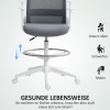 Afbeelding van HOMCOM Ergonomische Bureau Stoel met Armleuningen en Voetring, Verstelbare Draai Stoel Grijs