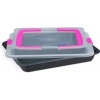 Afbeelding van Bakvorm met deksel - 3-in-1 - 40 x 32,5 cm - zwart-roze