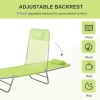 Afbeelding van Outsunny Green Tuinligstoel met Verstelbare Rugleuning, 182x56x24,5 cm