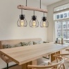 Afbeelding van Globo - hanglamp Mina - natuurlijk zwart - hout en metaal - grote eettafel lamp - E27
