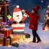 Afbeelding van Outsunny Verlichte Kerstdecoratie van Polyester en Staal, 52x30x93 cm, Meerkleurig