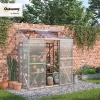 Afbeelding van Outsunny Polycarbonaat en Aluminium Kweekkas met Schuifdeur en Dakramen, 192 x 68 x 196 cm, Zilver